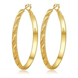 EXGOX Creolen Silber 925 für Damen 5mm Breite Creolen Silber 925 Groß Hypoallergene 14K Vergoldete Ohrringe Gold Creolen für Damen 30/40/50/60/70mm von EXGOX