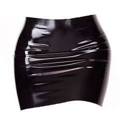 EXLATEX Damen Latex Gummi Gummi Schwarzer Minirock von EXLATEX