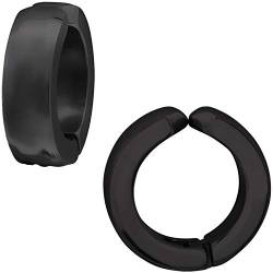 EYS JEWELRY Damen Herren Ohrclips aus Edelstahl 316L Chirurgenstahl 12 mm schwarz Klapp-Creolen Ohrklemmen von EYS JEWELRY