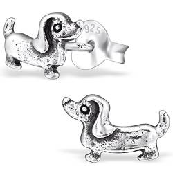 EYS JEWELRY Ohrstecker Damen Hunde 925 Sterling Silber oxidiert Damen-Ohrringe von EYS JEWELRY