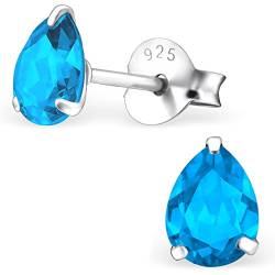 EYS JEWELRY Ohrstecker Damen Träne Tropfen 930 Sterling Silber Zirkonia zirkon-blau Damen-Ohrringe von EYS JEWELRY
