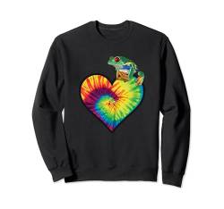 Batik-Herz Liebe Baum Frosch Niedlich Lustig Bunt Kunstwerk Sweatshirt von EZ BLUZ