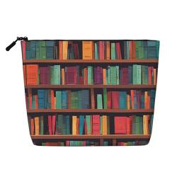 EZDLOWVBA Bibliotheks-Bücherregal Druck Bibliothek Bücherregal Druck Fake Hanf Make-up Tasche – Reisen und tägliche Aufbewahrung unerlässlich – wiederverwendbare Kosmetiktasche, Reißverschluss-Tasche, von EZDLOWVBA