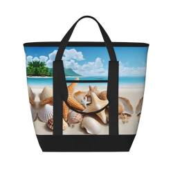 EZDLOWVBA Isolierte Kühltasche mit Muschelmotiv, große Kapazität, Einkaufstasche, Reisetasche, Strand, wiederverwendbare Einkaufstasche für Erwachsene von EZDLOWVBA