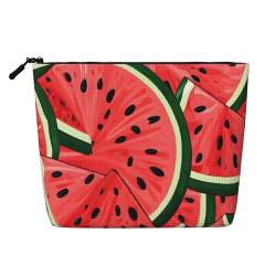 EZDLOWVBA Make-up-Tasche mit rotem Wassermelonen-Druck, roter Wassermelonen-Druck, künstlicher Hanf, für Reisen und tägliche Aufbewahrung, wiederverwendbare Kosmetiktasche, Reißverschlusstasche, von EZDLOWVBA