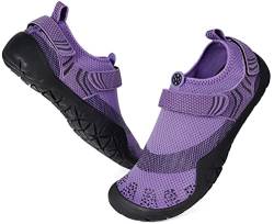 Eagsouni Barfußschuhe Damen Wassersportschuhe Minimalschuhe rutschfest Fitnessschuhe Tragbar,Violett,Gr.38 von Eagsouni