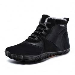 EaseWalk Barfußschuhe Damen Herren Winterschuhe Warm Gefüttert Wasserdicht Winter Outdoor rutschfeste Schneestiefel Winterstiefel Black 47 EU von EaseWalk