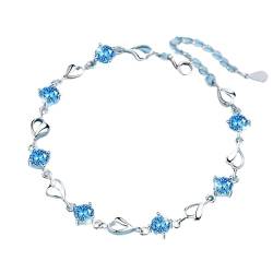 Eastocos Koreanische Version des Herzens des Ozeans Kunst Blau Kristall Herz Armband Damen Diamant Blau Zirkonia Liebe Hand Dekoration, /, Einfarbig von Eastocos