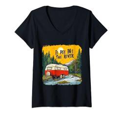 Damen Ich pinkle in the River Float Trip Ausrüstung T-Shirt mit V-Ausschnitt von EatSleepFind