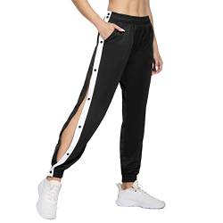 Eauptffy Damen Rehahose mit seitlichen Knopfleiste Schnellfickerhose Druckknöpfen Sporthose Jogginghose Freizeithose Sportswear Hosen zum öffnen Button Up Sporthose Freizeithose Jogginghose von Eauptffy