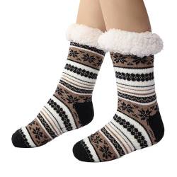 Eauptffy Haussocken Damen, Winter Socken Damen, Antirutschsocken Dicke Warm Wintersocken Weich Komfortabel Haussocken Rutschfeste Hüttensocke Casual Weihnachtssocken Stricksocken Geschenke für Frauen von Eauptffy