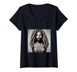 Damen Juneteenth Queen Melanin Sistas Schwarzes Mädchen Magie Frau Liebe T-Shirt mit V-Ausschnitt von Ebony Black Shopp Art