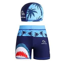 Echinodon Jungen Badehose mit Badekappe Bade-Set Kinder Baby Badebekleidung Badeshorts Bademode Hai 160 von Echinodon