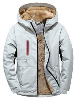 Echinodon Jungen Jacke Übergangsjacke mit Samtfutter Kinder Windjacke Mädchen Outdoorjacke mit Reflektoren Funktionsjacke Herbst Winter Jacke Wanderjacke Weiß 3XL von Echinodon