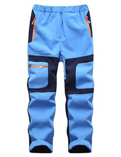 Echinodon Kinder Gefütterte Hose Softshellhose Winddicht Wasserabweisend Warm Jungen Mädchen Winter Outdoorhose Wanderhose Blau XXL von Echinodon