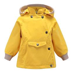 Echinodon Kinder Outdoorjacke Wasserabweisend Winddicht Jacke Mädchen Jungen Funktionsjacke Wanderjacke Regenjacke Gelb 110 von Echinodon