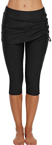 Ecupper Badehose Damen Lang Schwimmhose Capri Badeleggings Mit Rock Schwimm von Ecupper