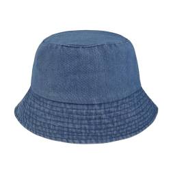 Eigso Womens Blue Denim Frayed Cotton Bucket Hat für Outdoor Vintage Classic 90s Sun Hat für Frau Mann von Eigso