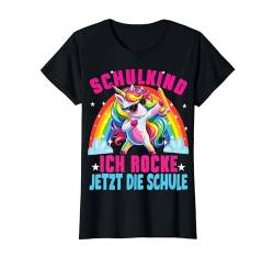 Schulkind 2024 Dabbing Unicorn Ich Rocke Jetzt Die Schule T-Shirt von Einhorn Einschulung Mädchen Kita Erstklässler