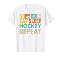 Eat Sleep Hockey Repeat Funny Ice Hockey T-Shirt von Eishockey Eishockeyspieler Geschenke Für Männer