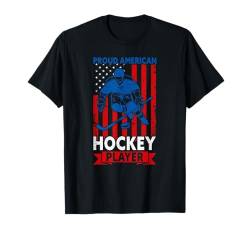 USA Flag Proud American Hockey Player Funny Ice Hockey T-Shirt von Eishockey Eishockeyspieler Geschenke Für Männer