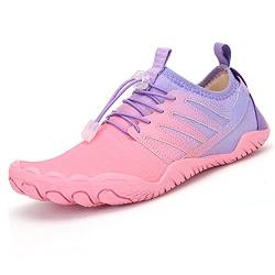 Badeschuhe Wasserschuhe Aquaschuhe Strandschuhe Schnell Trocknend Schwimmschuhe Breathable Barfußschuhe SurfschuheBadesocken für Herren Damen Kinder, st.4 rosa, EU41 von Eivaza