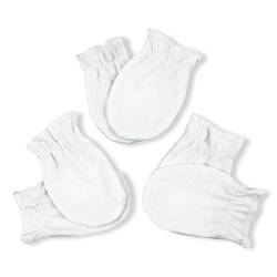 3 x Baby Kratzhandschuhe Kratzfäustlinge Neugeborene Erstausstattung Baumwolle Fäustlinge Babyhandschuhe für Mädchen und Jungen von 0 bis 3 Monate - Anti-Scratch Newborn Coton Mittens (Weiß x 3) von EkaBo Baby