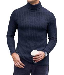 Ekouaer Rollkragenpullover Herren Rollkragenshirt Pullover Winter Thermooberteile Dünn Langarmshirt Thermounterwäsche Herbst Warm Basismodell Slim Fit, Navy blau, M von Ekouaer