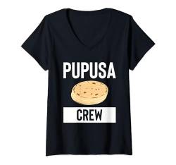 Damen Pupusa Crew El Salvador T-Shirt mit V-Ausschnitt von El Salvador Mittelamerika Pupusa Design