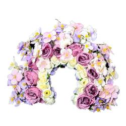 Eladcncmc Buntes Blumen-Stirnband, doppelseitiger Haarkranz, Hochzeit, Party, Kostüm, Kopfschmuck für Braut, Damen, Haar-Accessoire von Eladcncmc