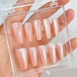 Press On Nails Full Cover Stick On Nails Short Square False Tips Long Sarg Ballerinas Falsche Nägel von Eladcncmc