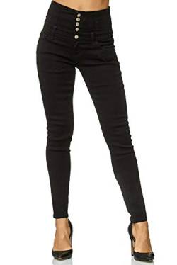 Elara Damen Jeans Stretch Skinny High Waist Chunkyrayan EL60 Schwarz-38 (M) von Elara