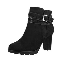 Elara Damen Stiefelette Ankle Boots Chunkyrayan 2018 C292-1-Black-36 von Elara