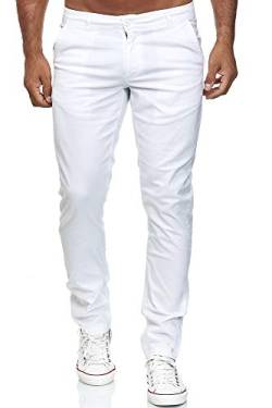 Elara Herren Chino Hose Slim Fit Stretch Chunkyrayan MEL009-Weiß-29/30 von Elara