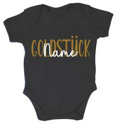 Elefantasie Baby Body personalisiert Babygeschenk zur Geburt Baumwolle Goldstück mit Name bedruckt Schwarz 12-18 Monate von Elefantasie