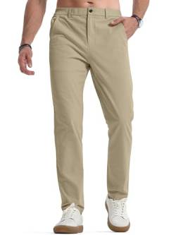 Elegancity Herren Chinohose Khaki Stretch Freizeithose Regular Fit Stoffhose Anzughose Einfarbig 60% Baumwolle Passform Mit Bundgummi S von Elegancity