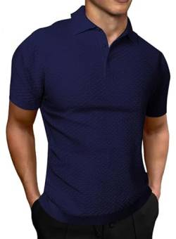 Elegancity Herren Poloshirt Blau Elastisch Tshirt Kurzarm Strick Golfshirts Atmungsaktiv Polohemd Regular Fit XXL von Elegancity