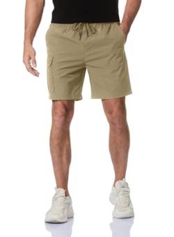 Elegancity Kurze Hosen Herren Cargoshorts Sommer Jogginghose Sporthose Stretch Baggy Chino Shorts Freizeithose mit Taschen Bräunen, S von Elegancity