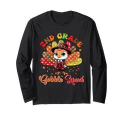 2nd Grade Gobble Squad Thanksgiving Turkey Students Teacher Langarmshirt von Elementary School Thanksgiving Costume