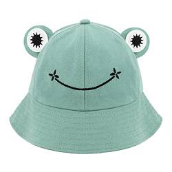 Elenint Damen Sonnenhut Unisex Erwachsene Baumwolle Bucket Hat Netter Frosch Fishermütze Sommer Strand Sonnenhut UV-Schutz Kopfbedeckung Mehrfarbig von Elenint