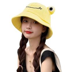 Elenint Damen Sonnenhut Unisex Erwachsene Baumwolle Bucket Hat Netter Frosch Fishermütze Sommer Strand Sonnenhut UV-Schutz Kopfbedeckung Mehrfarbig von Elenint