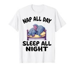 Niedlicher Elefantenschlafanzug für Nickerchen den ganzen Tag über die ganze Nacht T-Shirt von Elephant Pajamas & Nightgown .Co