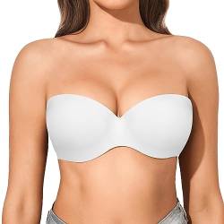 Eleplus Trägerloser BH Damen mit Bügel Push Up Comfy Klassische BHS,Weiß,95D von Eleplus