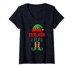 Damen Eierlikör Elfe Kostüm Weihnachtsoutfit- Familie Elf T-Shirt mit V-Ausschnitt von Elf Weihnachten Kostüm Familie Partnerlook