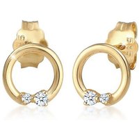 Elli DIAMONDS Paar Ohrstecker Kreis Geo Diamanten (0.04 ct) Edel 585er Gelbgold, Kreis von Elli DIAMONDS