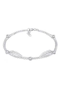 Elli Armband Damen Feder Anhänger Layer mit Kristalle in 925 Sterling Silber von Elli