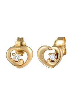 Elli Ohrringe Damen Ohrstecker Herz mit Diamant (0.03 ct) in 585 Gelbgold von Elli