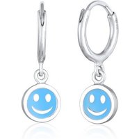 Elli Paar Ohrstecker Kids Creolen Smiling Emaille 925 Silber, Smiling Face von Elli