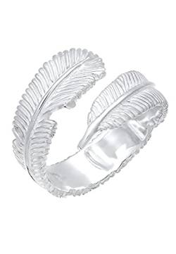 Elli Ring Damen Wickelring mit Feder Look in 925 Sterling Silber von Elli