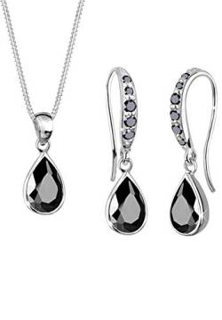 Elli Schmuckset Damen Tropfen funkelnd elegant mit blauen Zirkonia Kristallen in 925 Sterling Silber von Elli